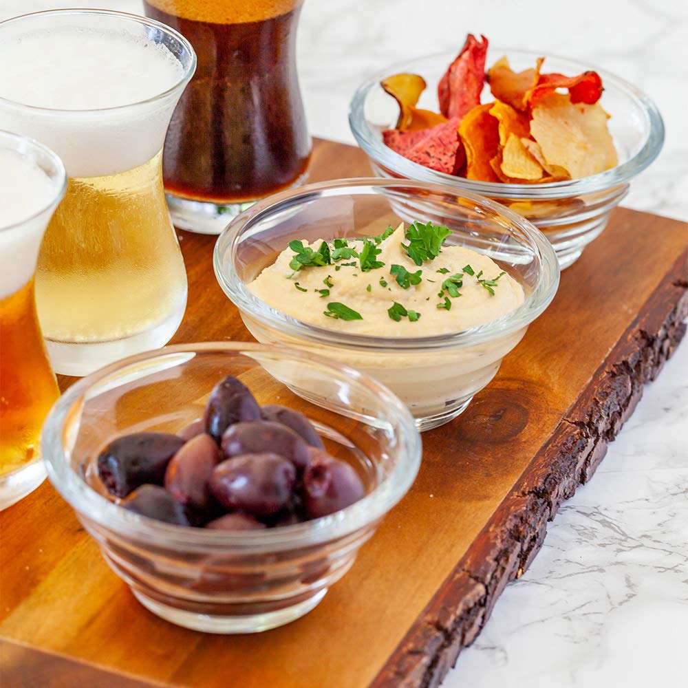Restaurantware 5 Ounce Small Glass Bowls 6 Dishwasher-Safe Glass Prep Bowls - Strata Lead-Free Clear Glass Prep Dishes For Spices Condiments Or Ingredients
