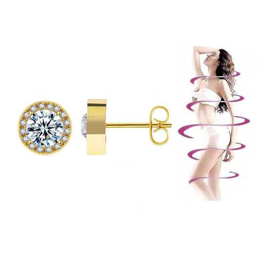 Lymphatic Earrings for Women Lymphatic Drainage Therapy Earrings Lymphvity Germanium Earring Lymph Detox Earring CZ Stud (Gold)