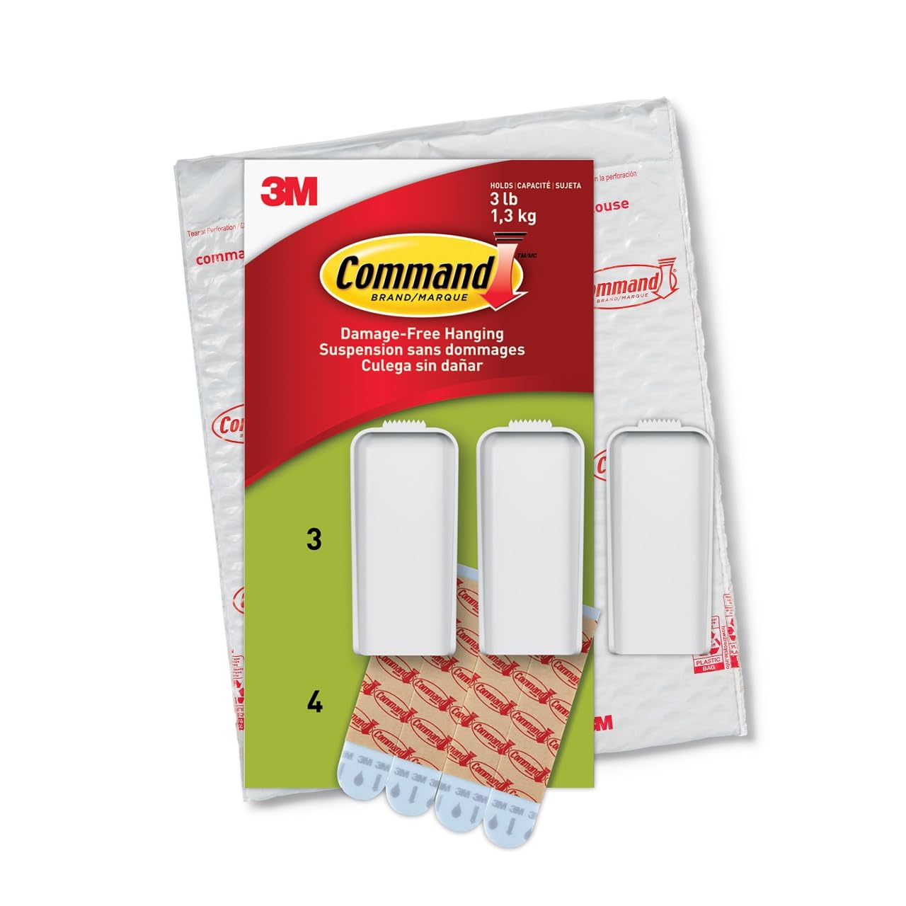 Command Large Canvas Hangers, 3 Canvas Hangers and 4 Command Strips, Damage-Free Hanging Sawtooth Frames, No Tools Wall Hooks for Home Decor, Holds up to 3 lb 18"x24" Canvas