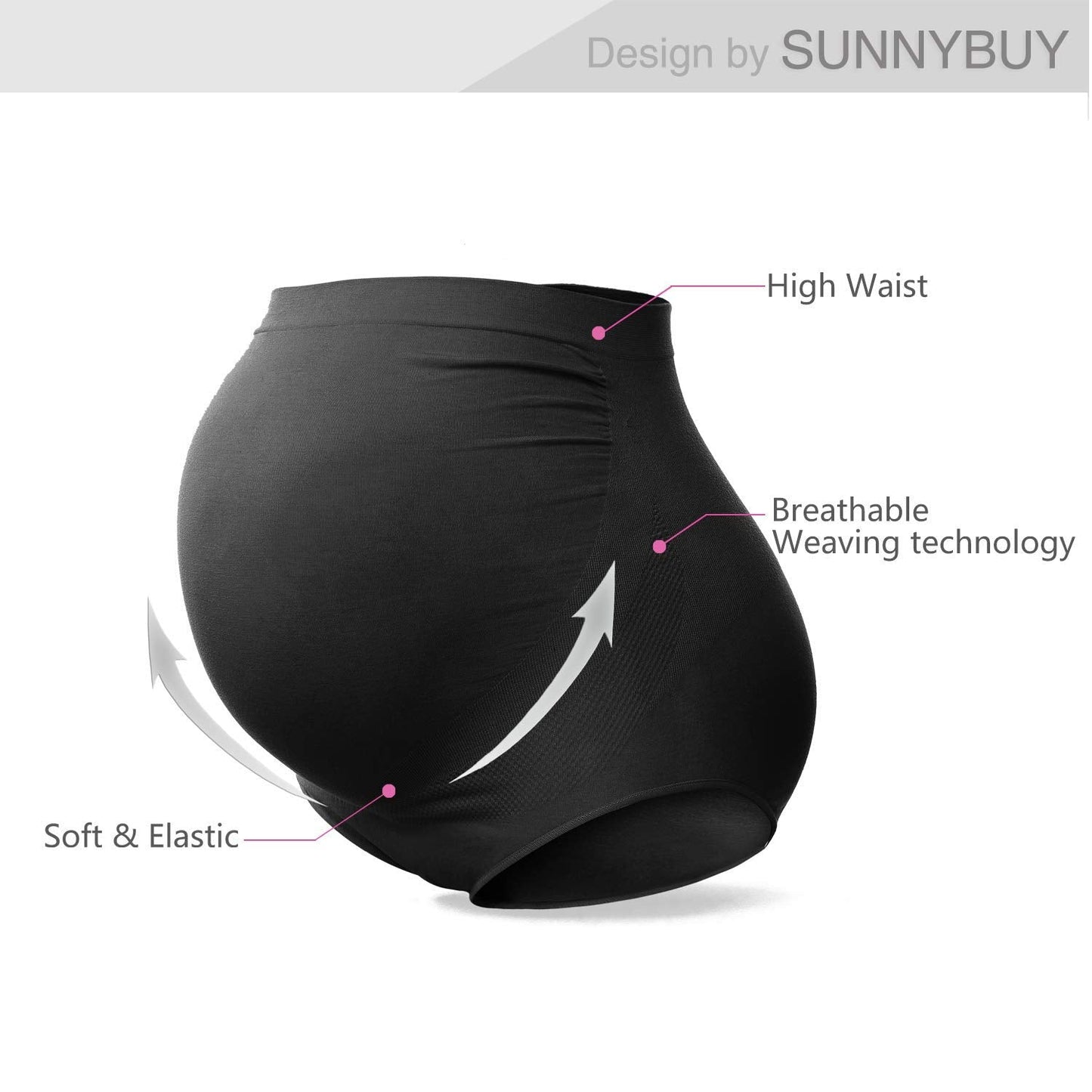 SUNNYBUY Women's Maternity High Waist Underwear Pregnancy Seamless Soft Hipster Panties Over Bump (2Black 2DGrey-4pk XL)