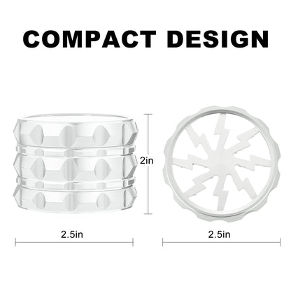 TIRIRS 2.5" 4 Pieces Clear Top Herb Grinder - Aluminium Spice Grinder with Pollen Scraper and Cleaning Brush - Silver.