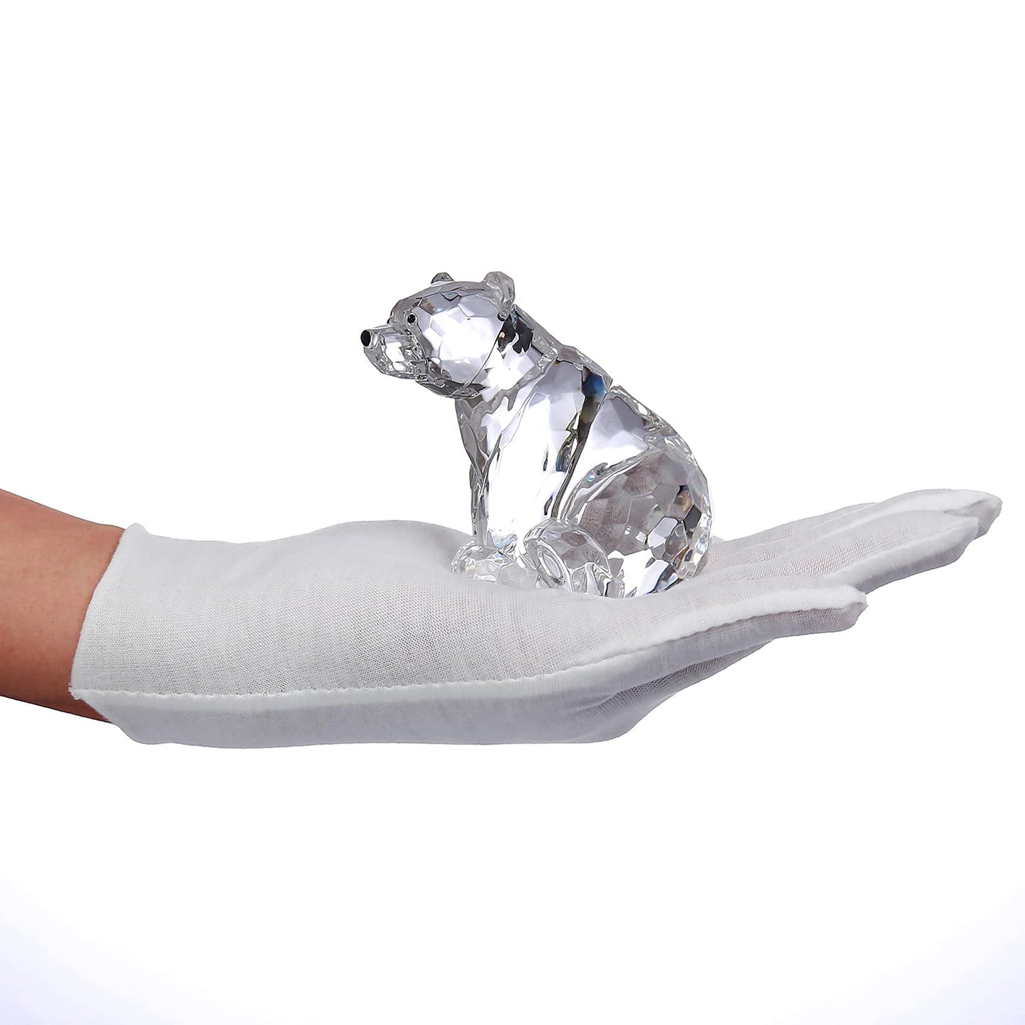 DANRECIN Acrylic Bear Figurine Cute Polar Bear Home Decor Clear Animal Room Decorations for Home and Office Not Crystal (E)