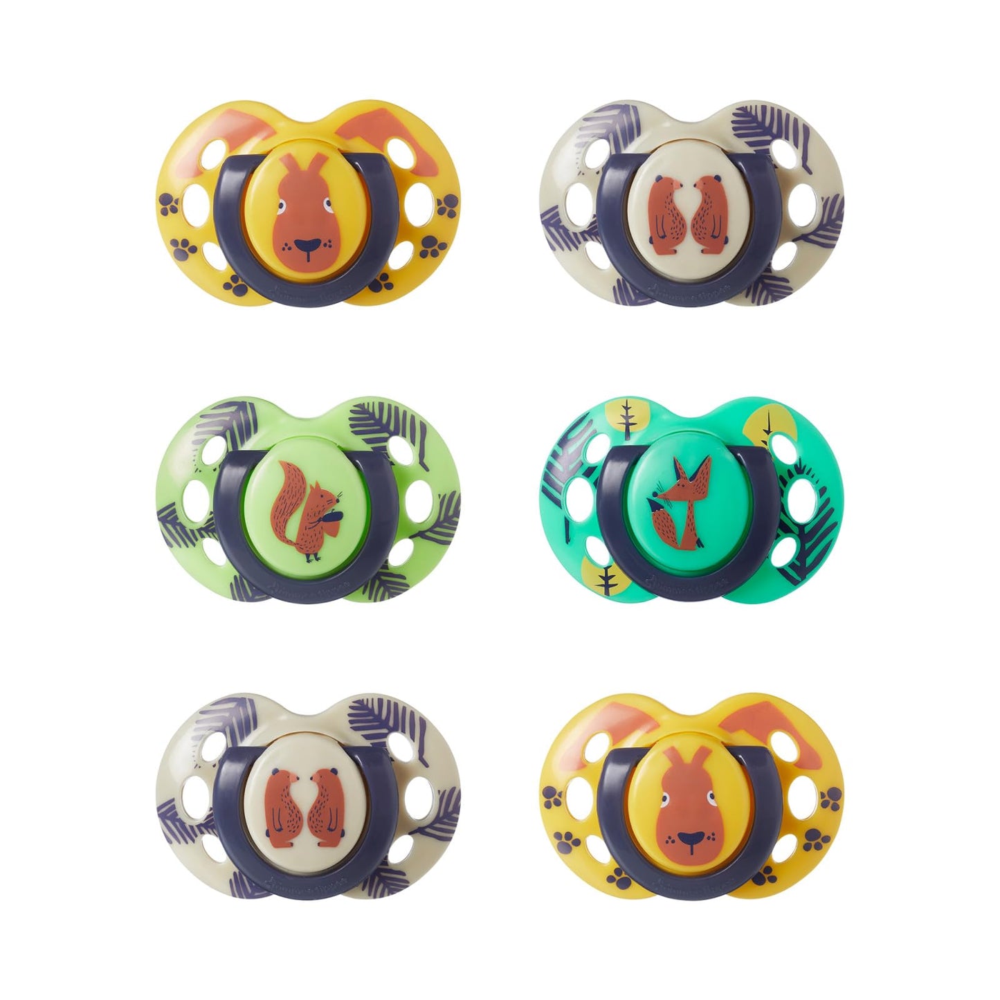 Tommee Tippee Fun Soothers, 18-36m, 6 Pack, Symmetrical Silicone Teat, Orthodontic Design, BPA-Free Dummy, Breathable Air Holes