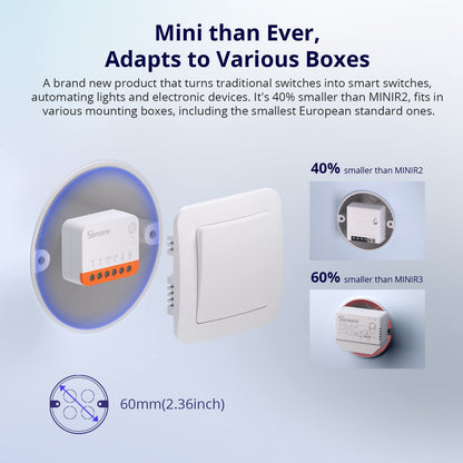 SONOFF MINIR4 10A Smart WiFi Extreme Wireless Light Switch,Universal DIY Module for Smart Home Automation Solution, Compatible with Alexa & Google Home Assistant, No Hub Required,4 Pack