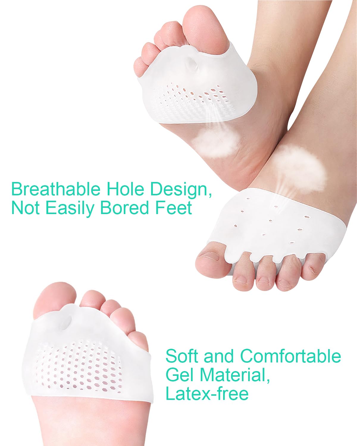 PGRODE 3 Pairs Metatarsal Pads Toe Spacers Separators for Bunion Correction, Soft and Breathable Foot Cushion Hammertoe Corrector for Women Men Feet Relief