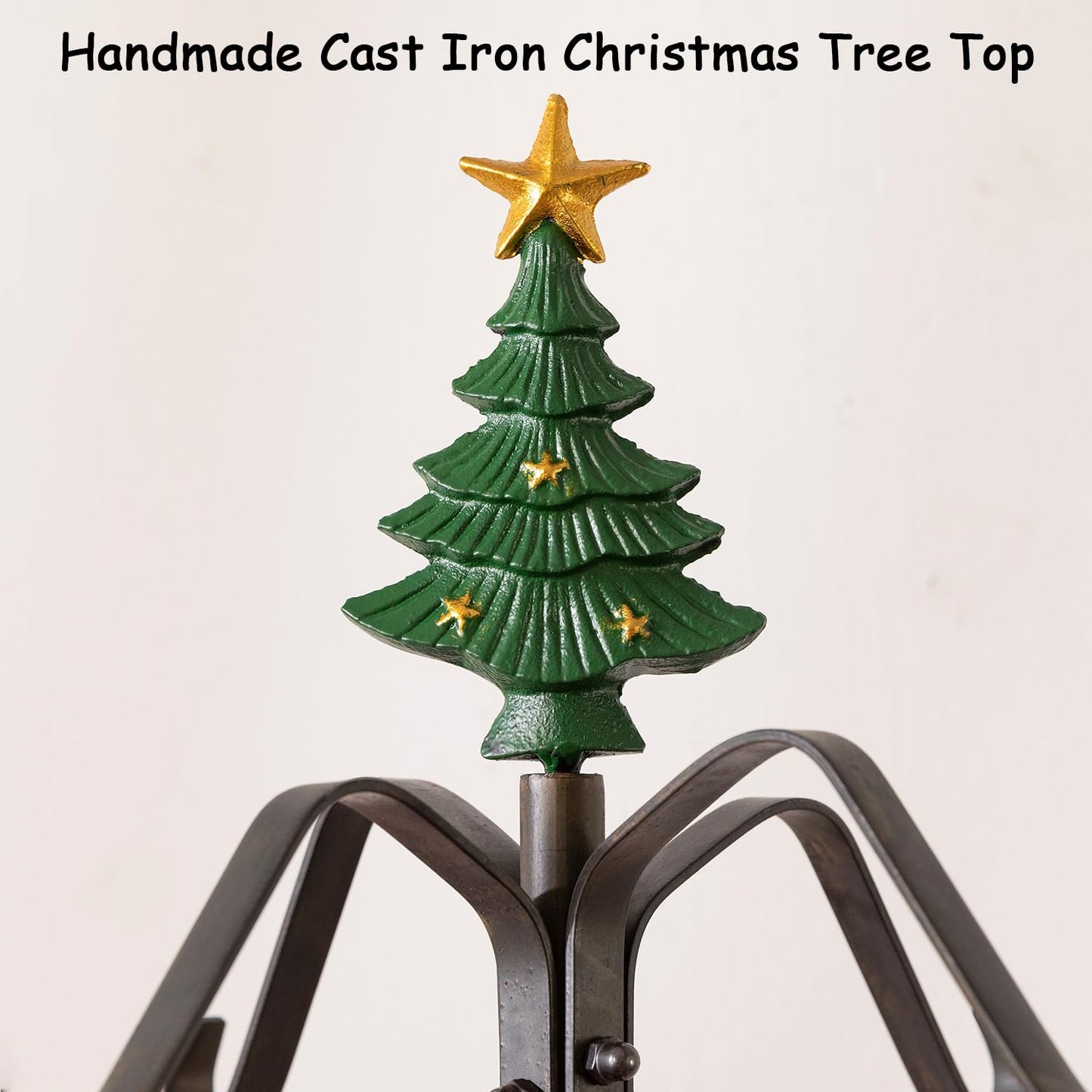 CaliDecor 67" H Freestanding Stocking Holder Stand, Christmas Metal Stocking Hanger for Floor with 8 Hooks, Stocking Stand with Cast Iron Christmas Tree Top for Holiday Decor