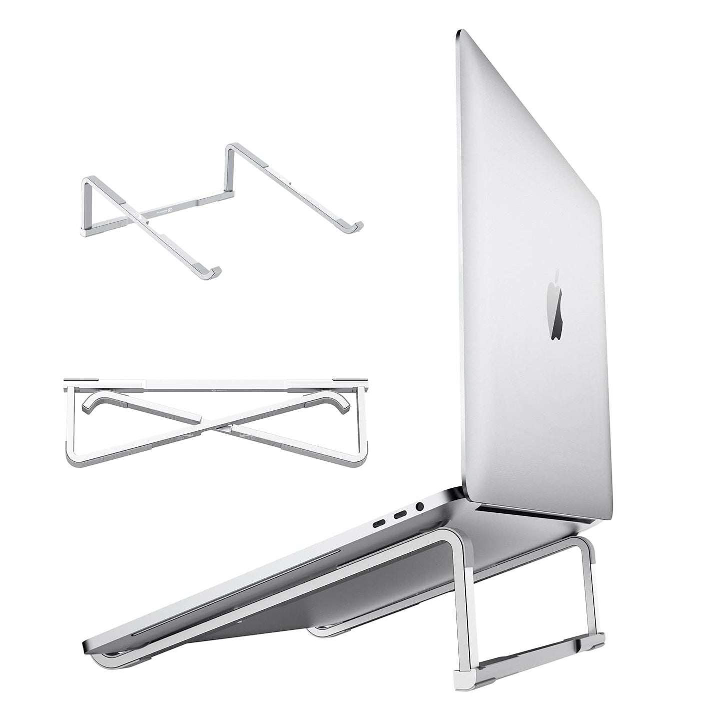 WixGear Laptop Stand for Desk - Foldable, Lightweight Aluminum Laptop Riser Holder, Portable Stand for 10-15.6” Laptops, Prevents Overheating with Non-Slip Rubbers, Travel-Friendly, Ergonomic Design