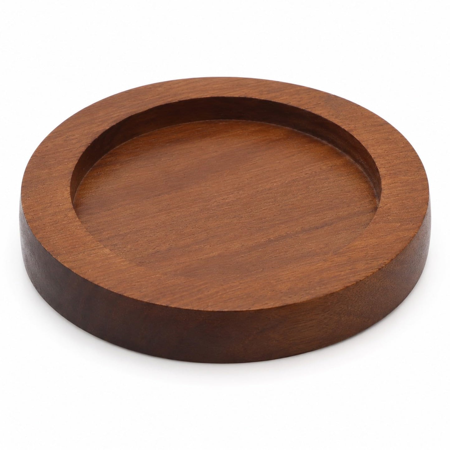 LOGOFUN Acacia Wood Spice Grinder Tray with Round Base Manual Salt Pepper Mill Holder for Kitchen Bottle Storage Home Supplies - 7.5X7.5X1.2cm/2.95X2.95X0.5in