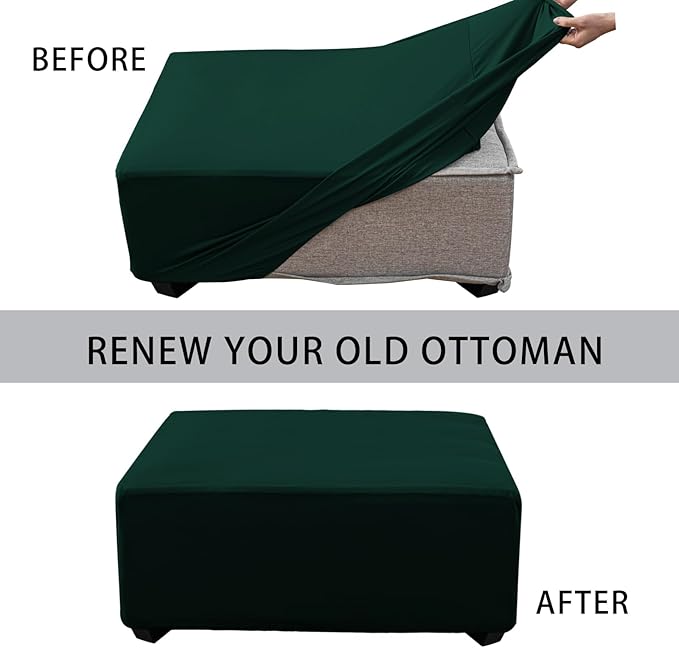Super Stretch 40x40x15 inch Square Ottoman Cover- Soft Form Fit Ottoman Cover