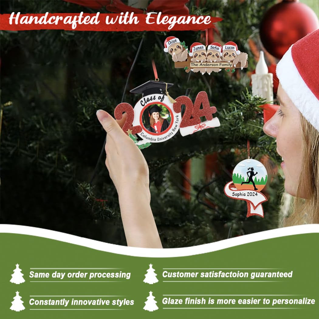 Personalized Large Family Christmas Ornament 2026 - Gingerbread House Family of 12 Christmas Ornament, Sweet Candy Cane Tree Decoration Gift for Grandchildren, Grandparents, and Holiday Celebration