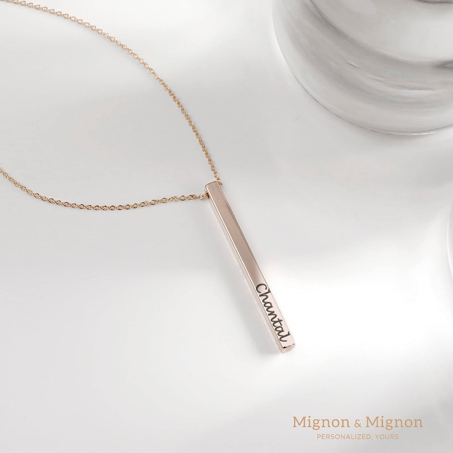MignonandMignon Personalized Coordinates Necklaces for Women Gift for Her Custom Engraved Bar Jewelry with Kids Names for Mom Graduation Gifts - 4SBN