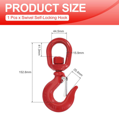 PATIKIL Swivel Lifting Hook, 2 Ton Swivel Hook Eye Sling Hook Alloy Steel Self-Locking Grab Hook with Safety Latch for Hoisting Lifting, 4410 lbs Load