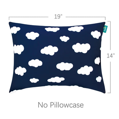 Toddler Pillow for Sleeping, Kid Pillow 14" x 19" for Small Travel Bed, Nap Pillows, Soft & Skin-Friendly Small Pillows for Sleeping, Toddler Use Only, Age 2 to 5 (Navy Cloud)