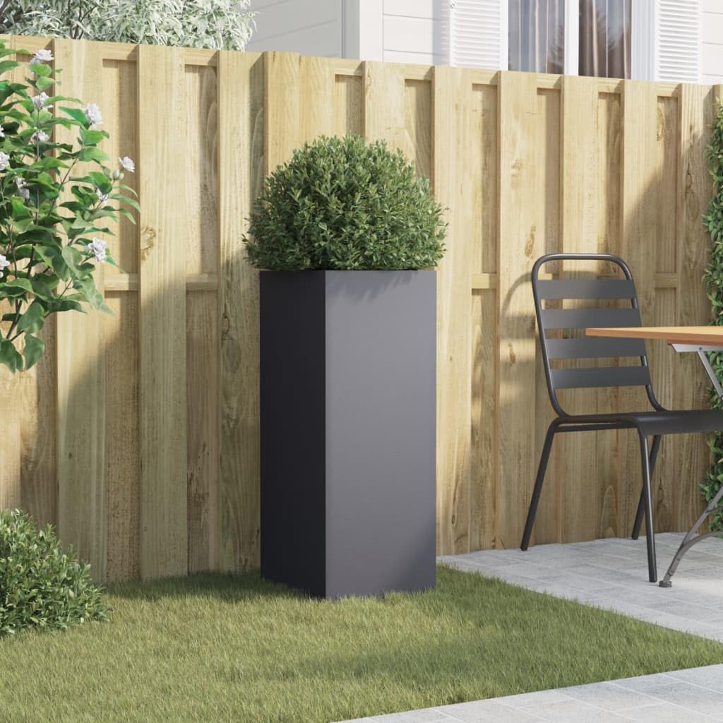 FMPGJLYH Modern Tall Metal Planter Box, 29.5 Inch Rectangular Garden Flower Pot for Patio, Balcony and Indoor Home Decor, Durable Cold-Rolled Steel, Anthracite