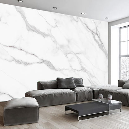 GLWYHY - Elegant White Marble Pattern self-Adhesive Mural and Light-Colored Striped Peel-and-Stick Bedroom Wallpaper - 58"x80"