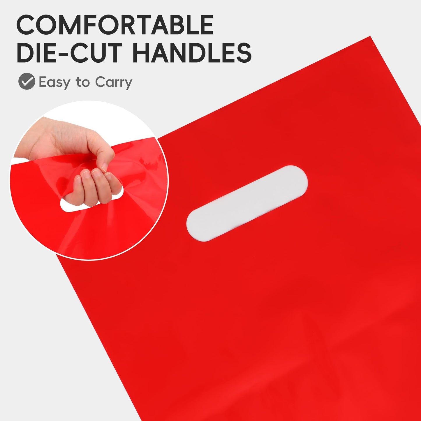 POPGIFTU Red Plastic Gift Bags with Handles 100 Pack, 9x12 Party Favor Bags Bulk for Holidays, Retail Shopping Bags, Small Business Packaging Supplies