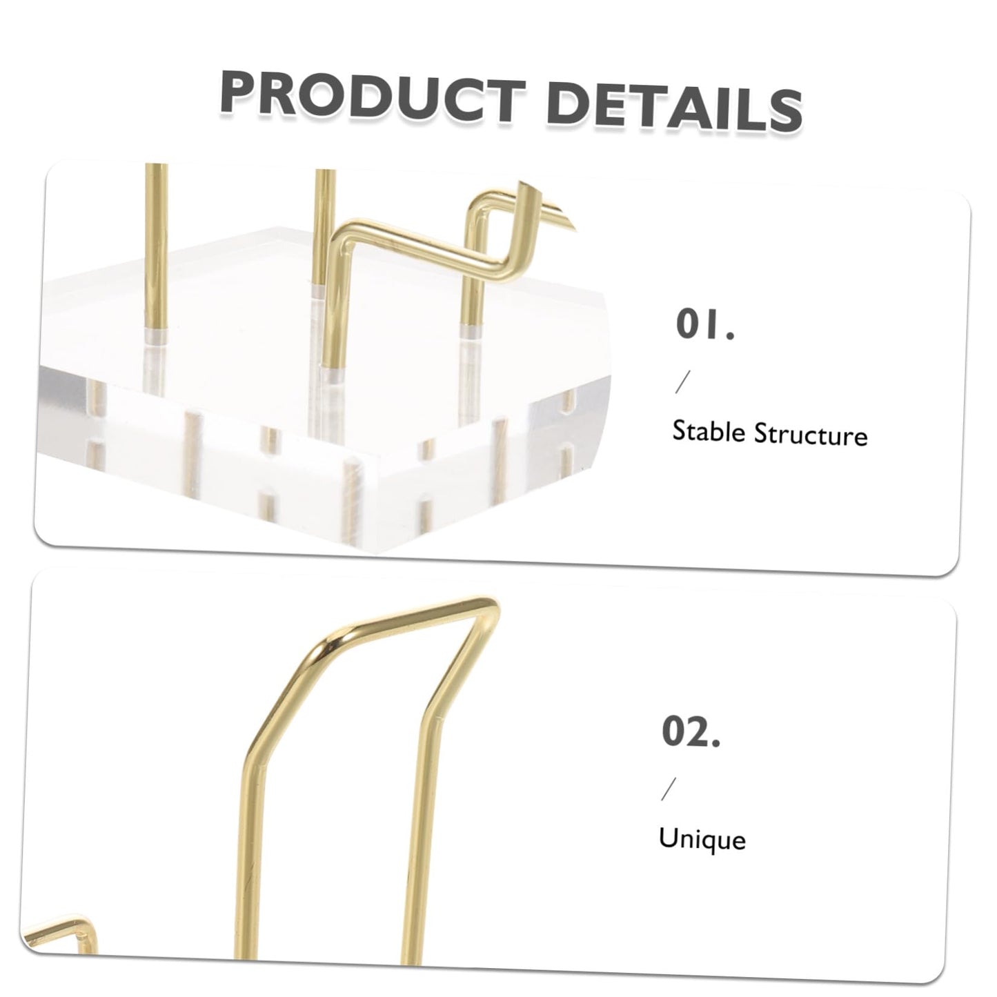 Baluue Acrylic Crystal Mineral Display Rack Large Gold Organizer Stand for Natural Stone Rock Holder Shelf Suitable for Home Office Retail Store Decoration