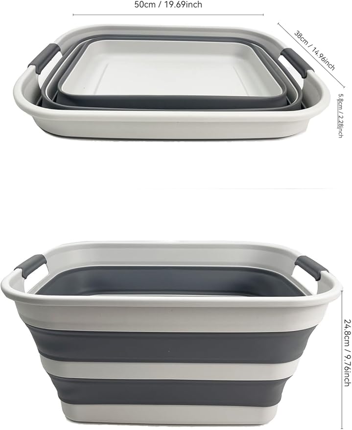 SAMMART Set of 2 Collapsible Plastic Laundry Basket