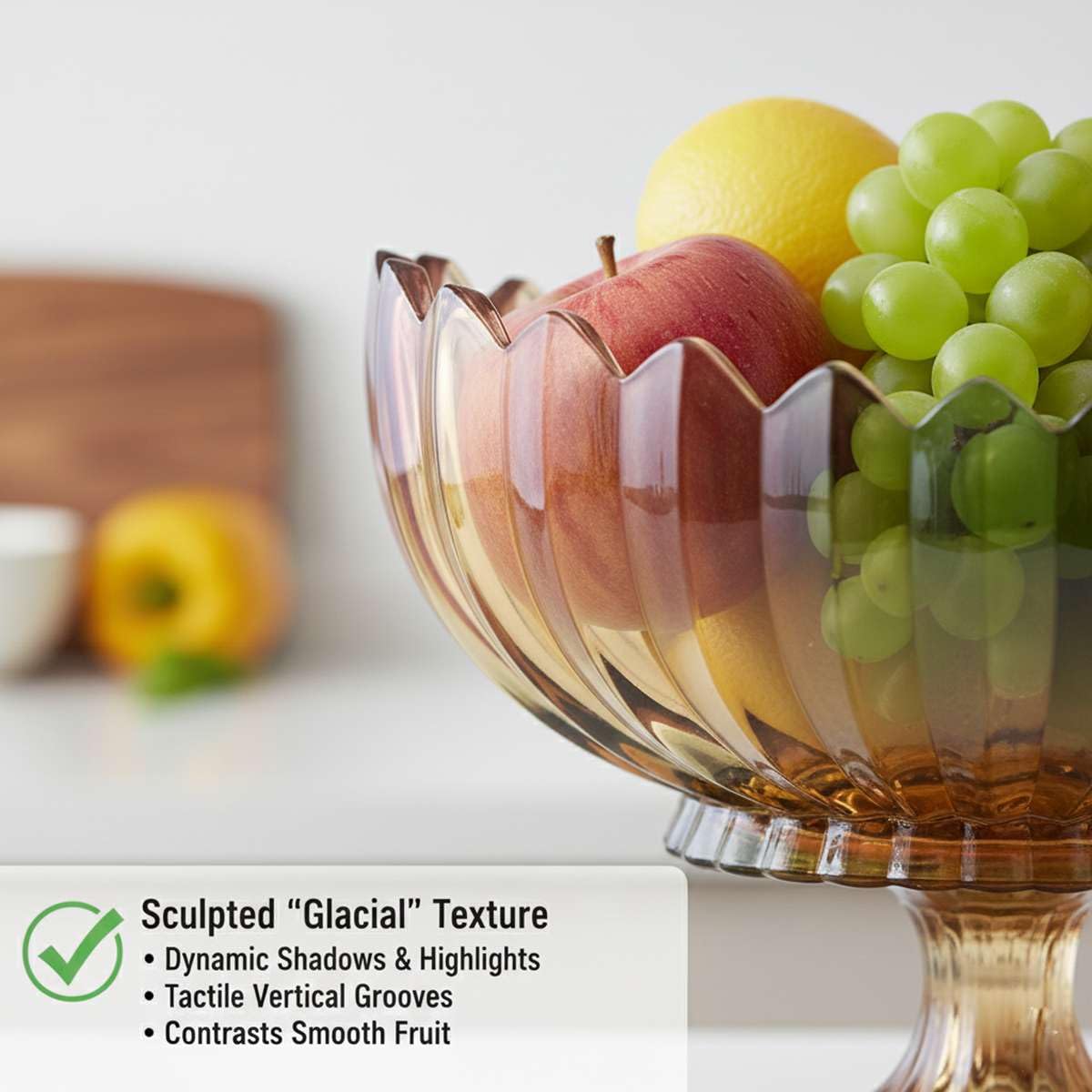 AMOLINCO Crystal Glass Oval Pedestal Fruit Bowl, Footed Decorative Bowl for Table Centerpiece, Kitchen Counter Dining Room Tables Decor Centerpiece