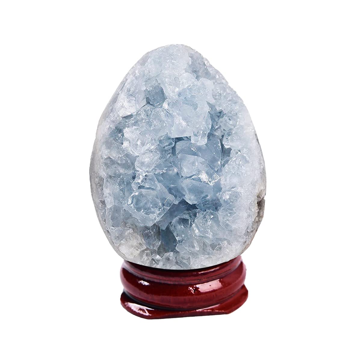 AMOYSTONE Egg-Shape Gemstones Healing Crystals Blue Celestite Cluster Geode Egg 2.5-3", for Healing Reiki Home Decors, Easter Egg