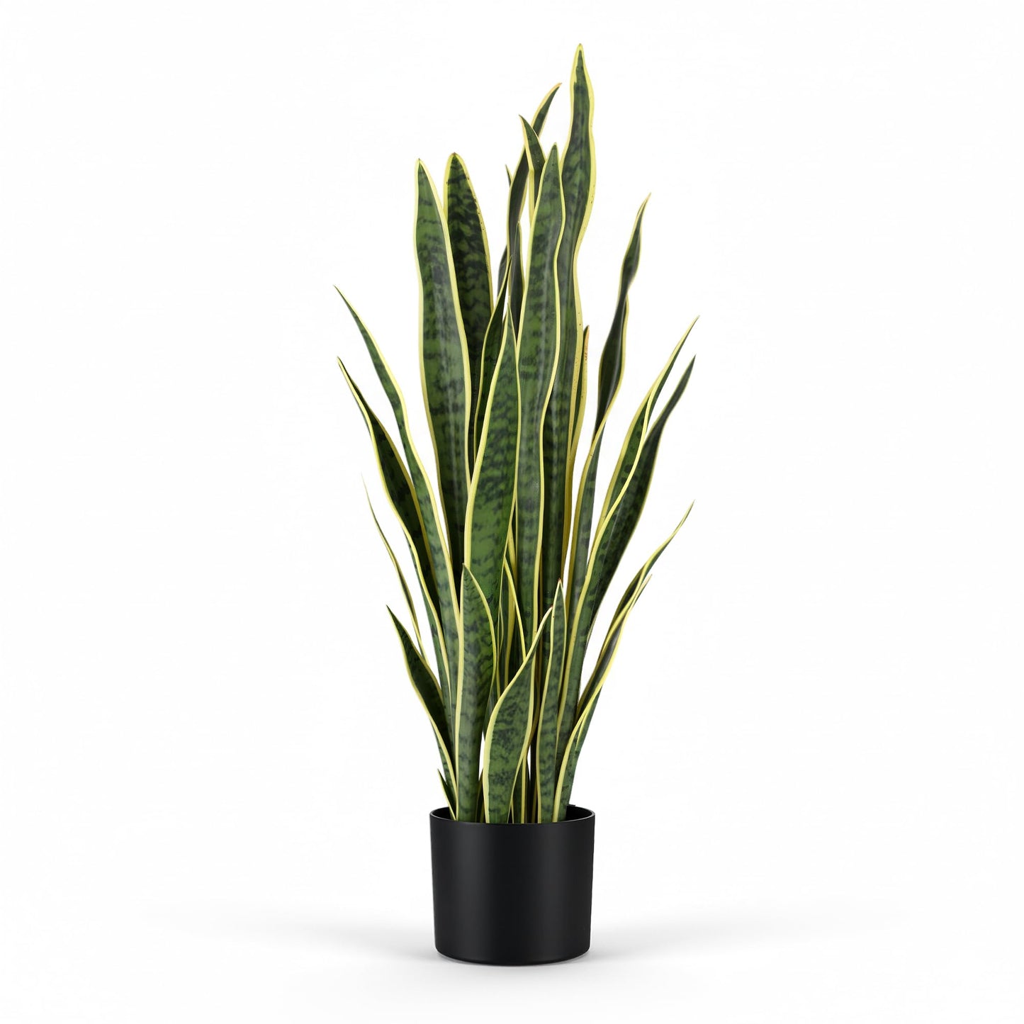 KOL 3ft Artificial Snake Plant, Fake Sansevieria Potted Floor Plants, Lifelike Faux Leaves, Indoor Home Office Room Decoration, Mother-in-Law Tongue, 35in, Yellow