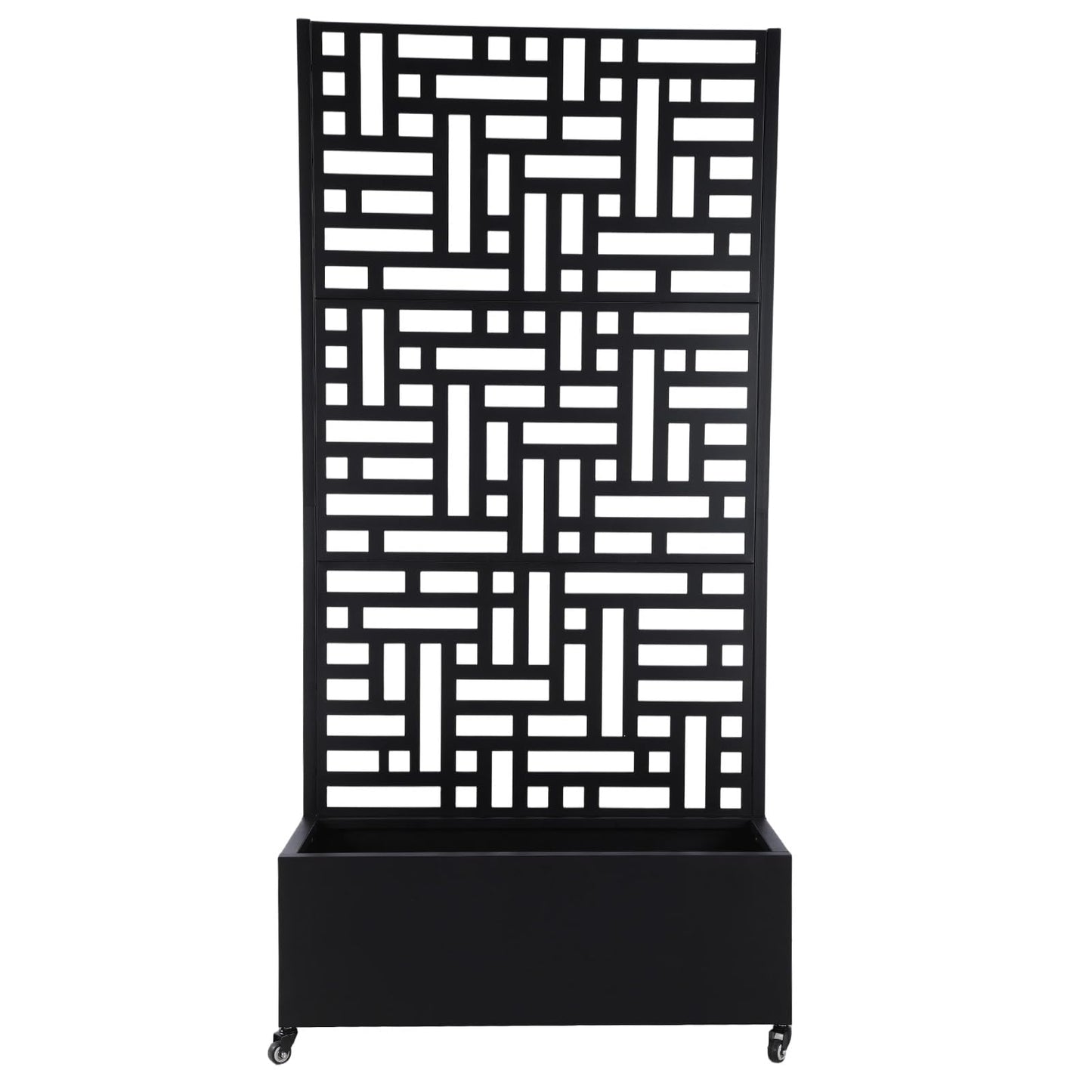ASIEIT Metal Planter Box with Trellis Standing Planter Box for Climbing Plants/Vines Raised Garden Bed On Wheels 70.87x35.43x15.75 Inch (02)