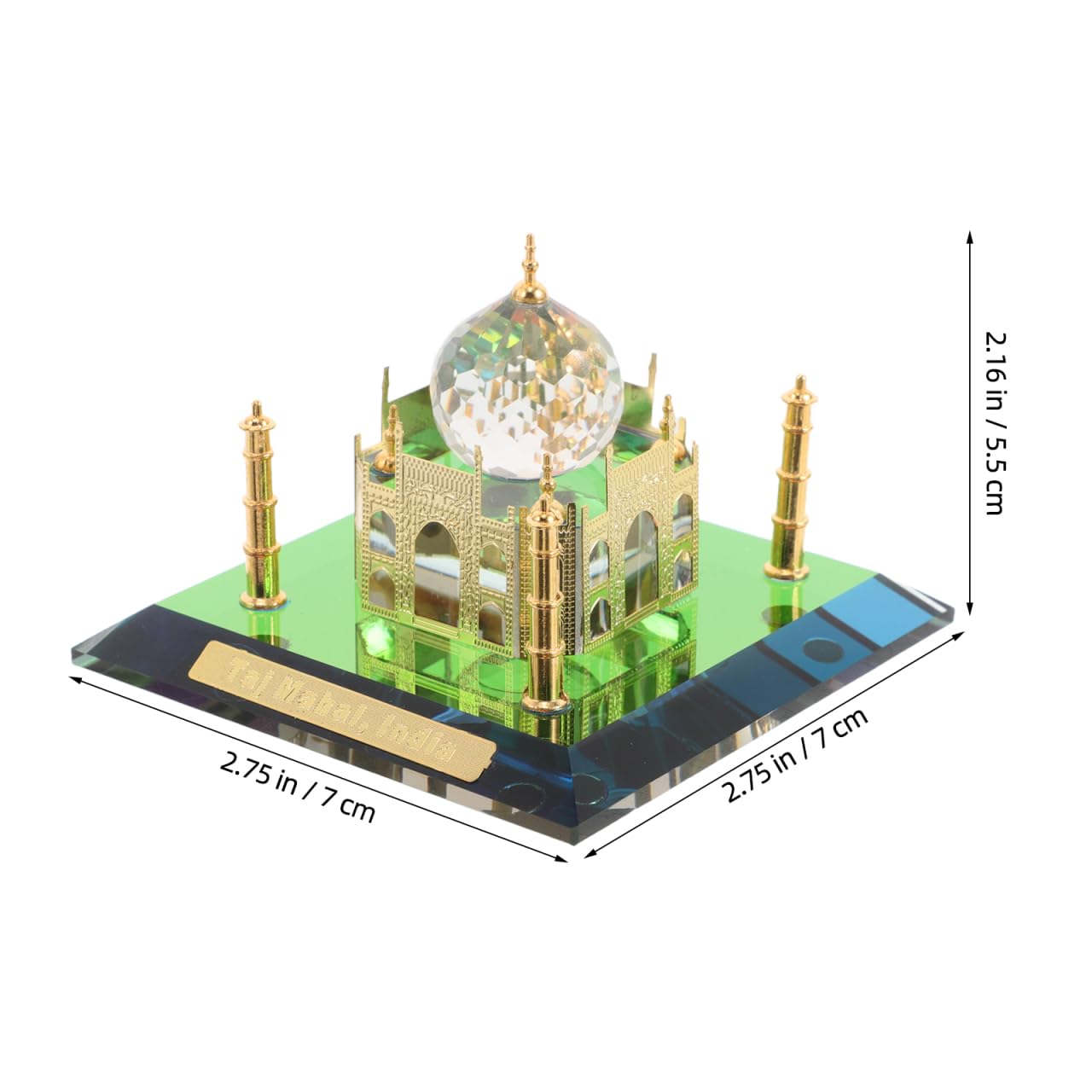PRETYZOOM Taj Mahal Architecture Model Ornament, 2.75 in Metal Inlay Building Sculpture with Intricate Detailing for Desktop Display, Home Office Decor & Collectors