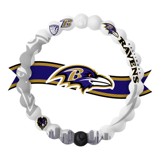 Lokai NFL Football Collection Silicone Beaded Bracelet, Baltimore Ravens Home Field (Medium) - Beaded Bracelet for Women & Men, Silicone Jewelry Bracelet Slides-On for Comfortable Fit
