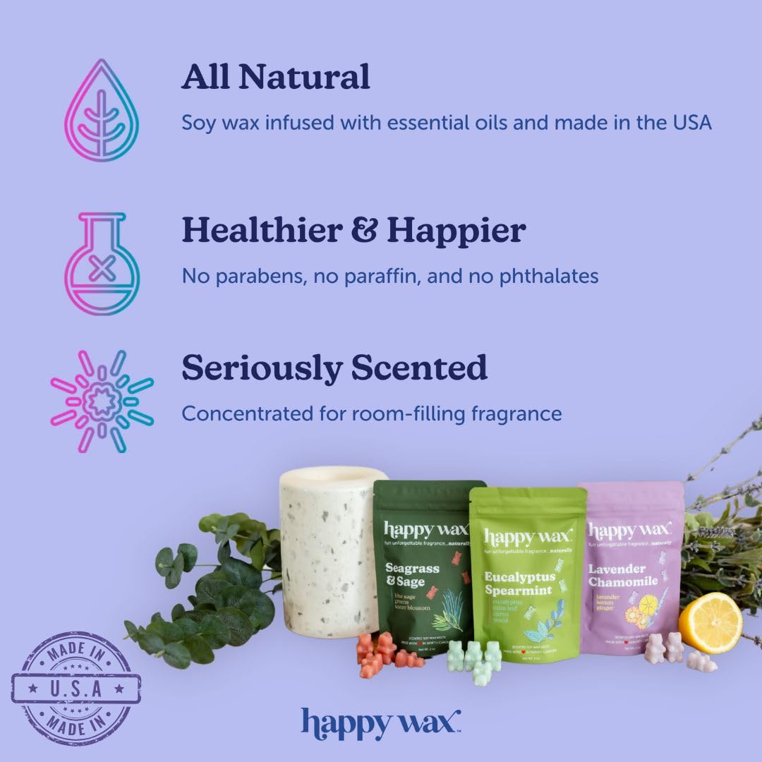 Happy Wax Opalescent Glass Storage Container Wax Jars for Scented Soy Wax Melts - 3 Pack