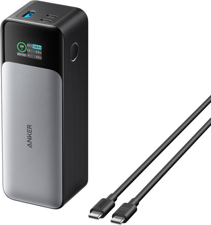 Anker 737 Power Bank, 24,000mAh 3-Port Laptop Portable Charger with 140W Fast Charging, Smart Display, for Outdoor Work, Compatible with iPhone 16/15/14 Series, Vision Pro, Samsung, MacBook, and More