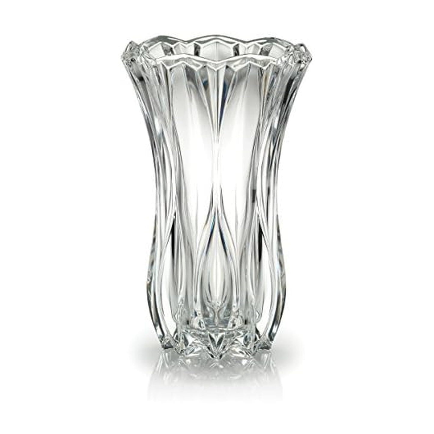 Celebrations by Mikasa Blossom Crystal Vase 12 Inch - Sculpted Flower Design for Fresh Bouquets, Home Decor, Centerpieces - Traditional and Contemporary Style