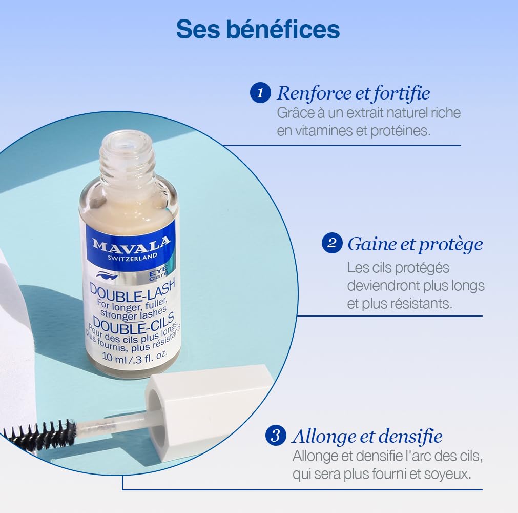 Mavala Double Lash - Strengthens Lashes Eyebrows For A Longer, Denser Stronger Effect 10ml