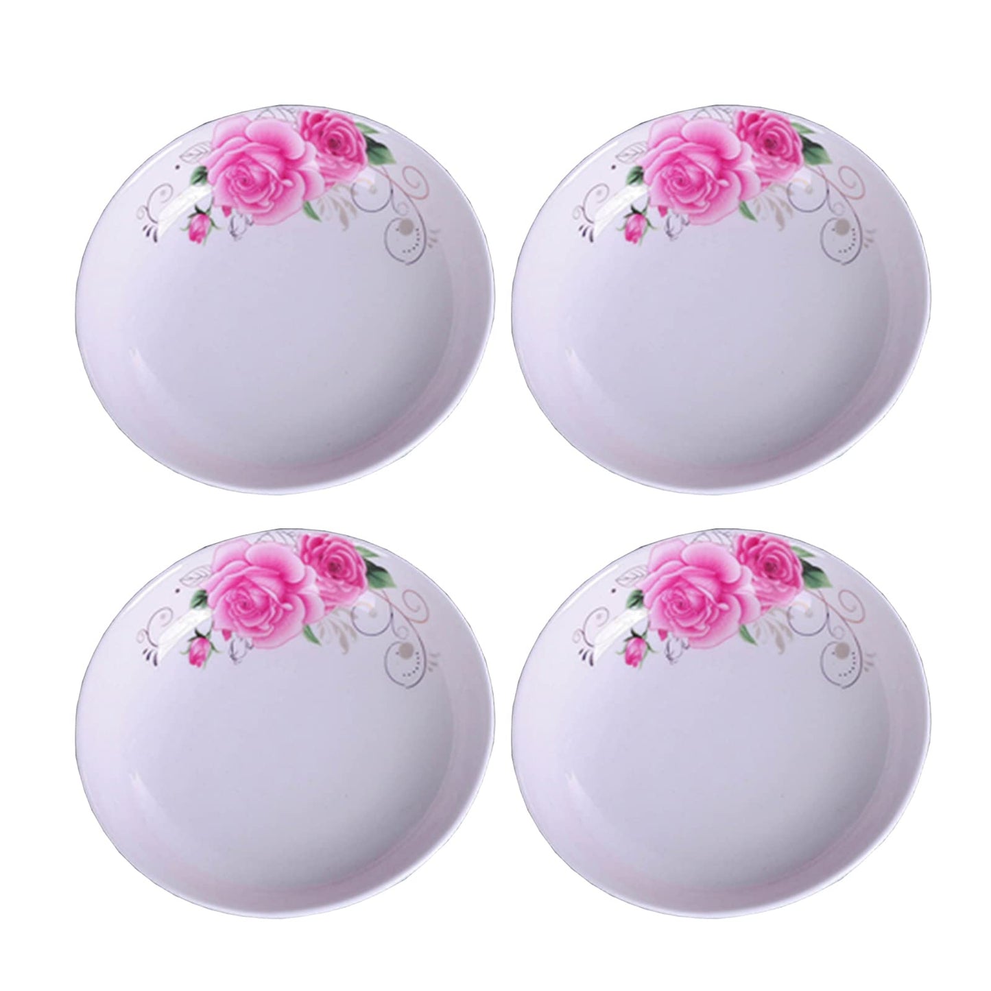 4-Pack Flower Pattern Ceramic Saucer Dishes, 4-Inch Side Dishes for Sushi, Snack, and Seasoning