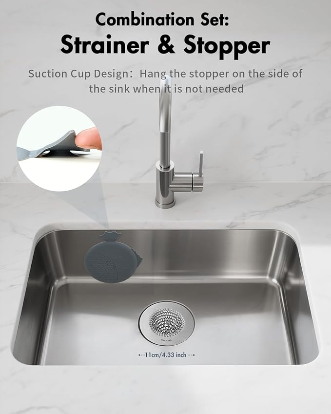 Sink Strainer with Stopper, Wokdada Revolutionary Clog-Free Food Catcher