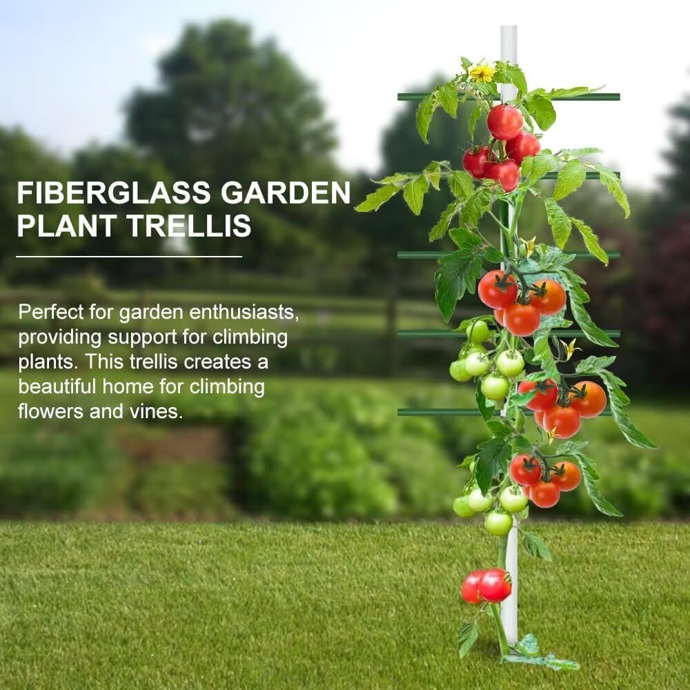 Agfabric 6ft Garden Trellis 2pack for Climbing Plants Outdoor, U Tower Trellis with 9 Cross-bar (Each 2ft), Fiberglass Rust-Free Plant Support Trellis for Vegetable Plants, U Cross-Section