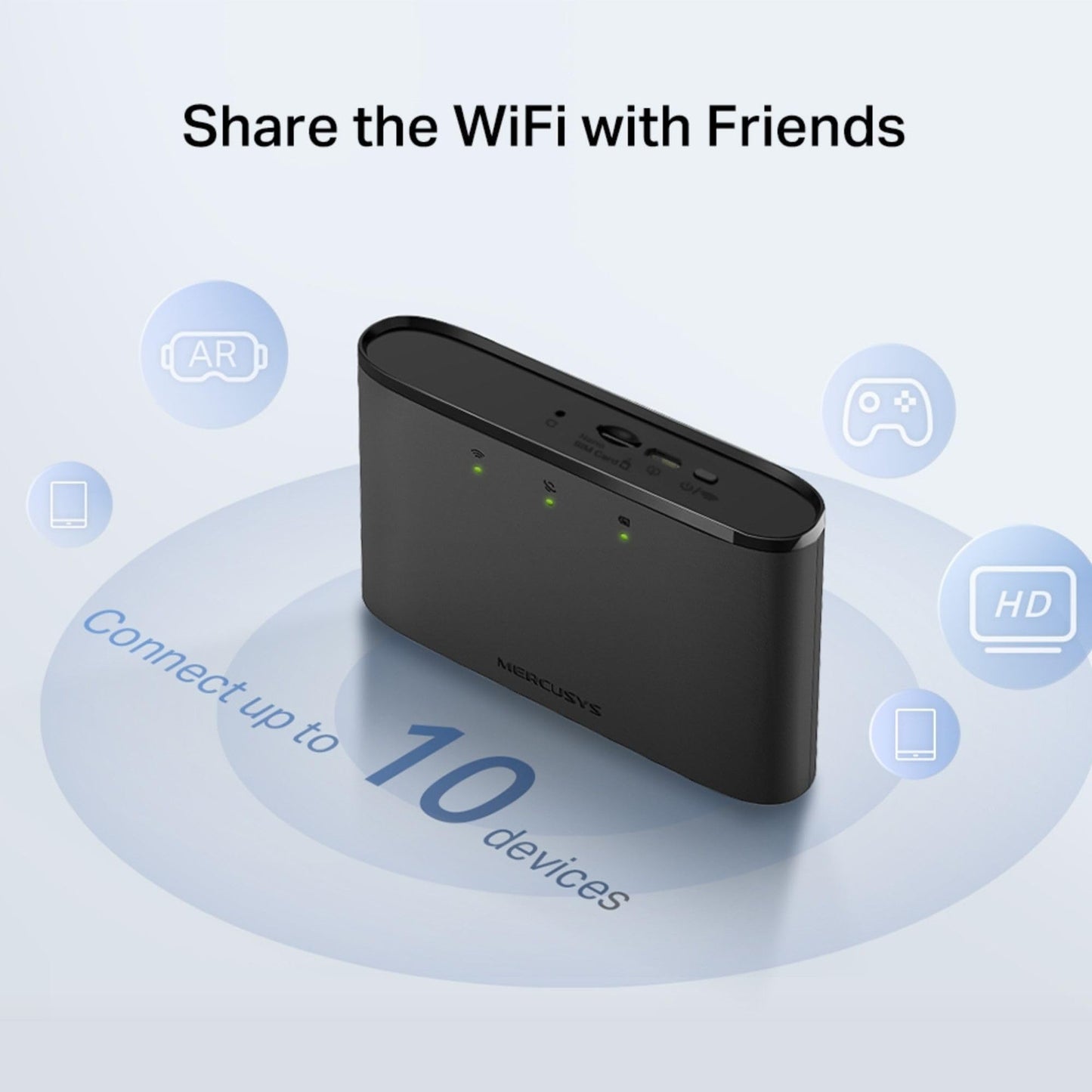 MERCUSYS MT110 Mifi Portable WiFi 4G LTE Router, Fast150 Mbps Speeds, 2200mAh Battery for up to 10 Hours, 4G Router with Sim Slot,Connect up to 10 Devices Simultaneously, App Easy Control