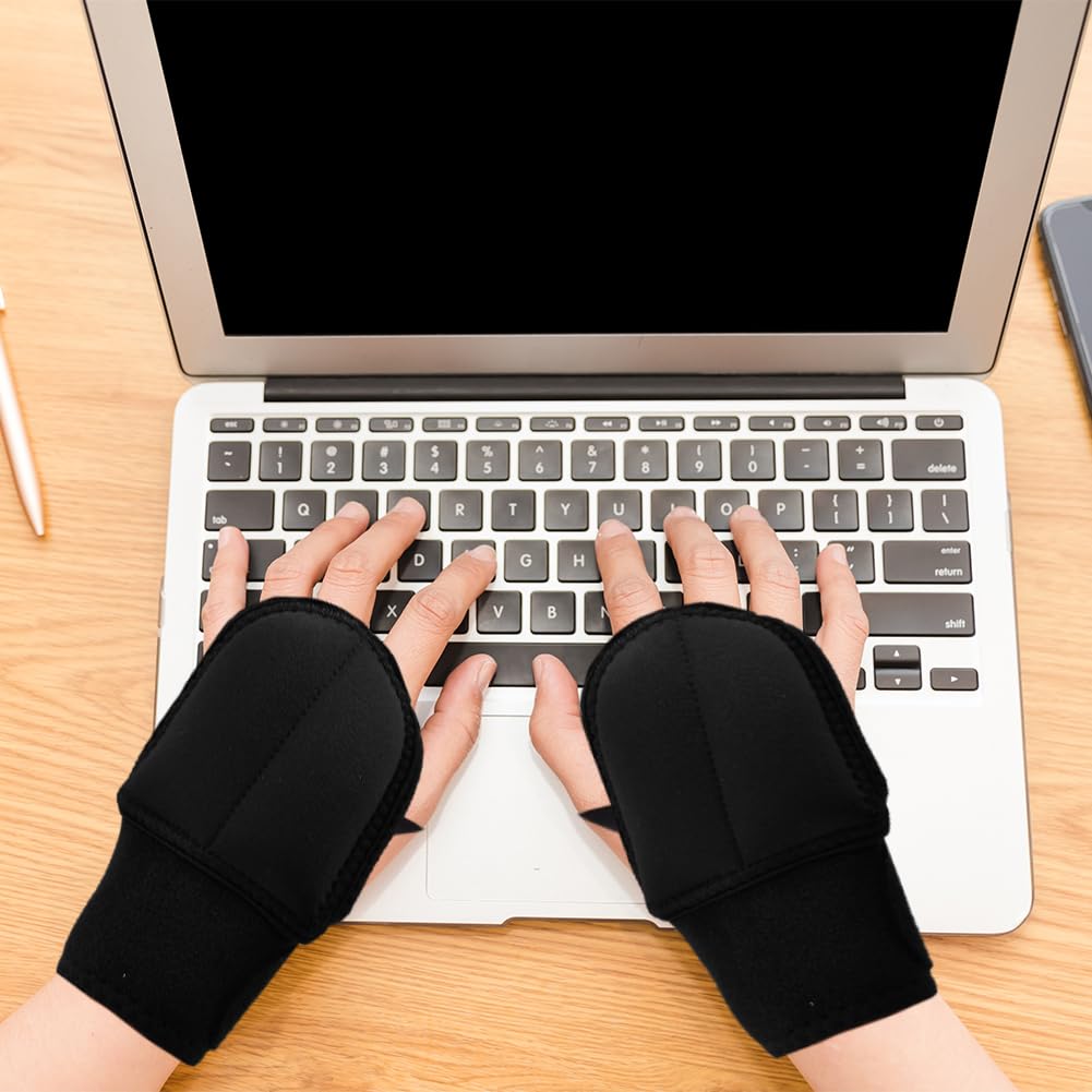 Parthan 1 Pair Weighted Gloves Adjustable Hand Stability Aid with Elastic Finger Rings for Tremors People Daily Writing Exercising Eating Doing Housework Improved Hand Wrist Mobility(Color:Black)