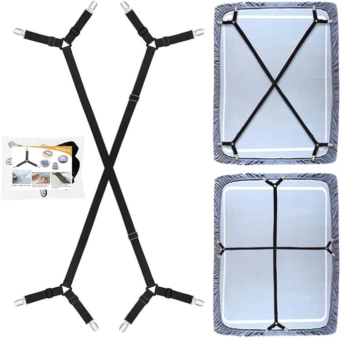 Bed Sheet Holder Straps, Triangle Elastic Mattress Cover Holder Fasteners