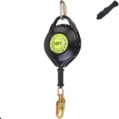 [Internal Shock Absorber] Self Retracting Lifeline Shemior 33FT SRL, No Tangle+Aviation Grade Galvanized Steel Cable, Retractable Safety Lanyard, Fall Arrest Roofing Gear, ANSI Compliant