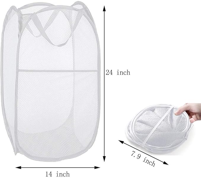 Pop up Laundry Hamper, Portable Foldable Mesh Clothes Hamper