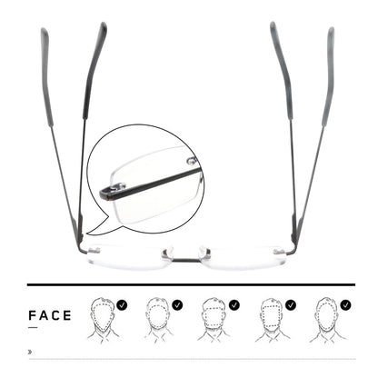 HIYANJN Frameless Reading Glasses Blue Light Blocking Rimless Computer Reader For men Lightweight Eyeglasses(3-Pack,2.25