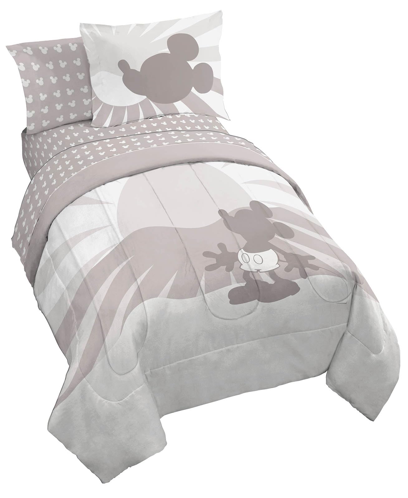 Jay Franco Disney Mickey Mouse Twin Size Comforter Set - 5 Piece Bedding Includes Sheet Set & Pillow Covers - Super Soft Cozy Bedding