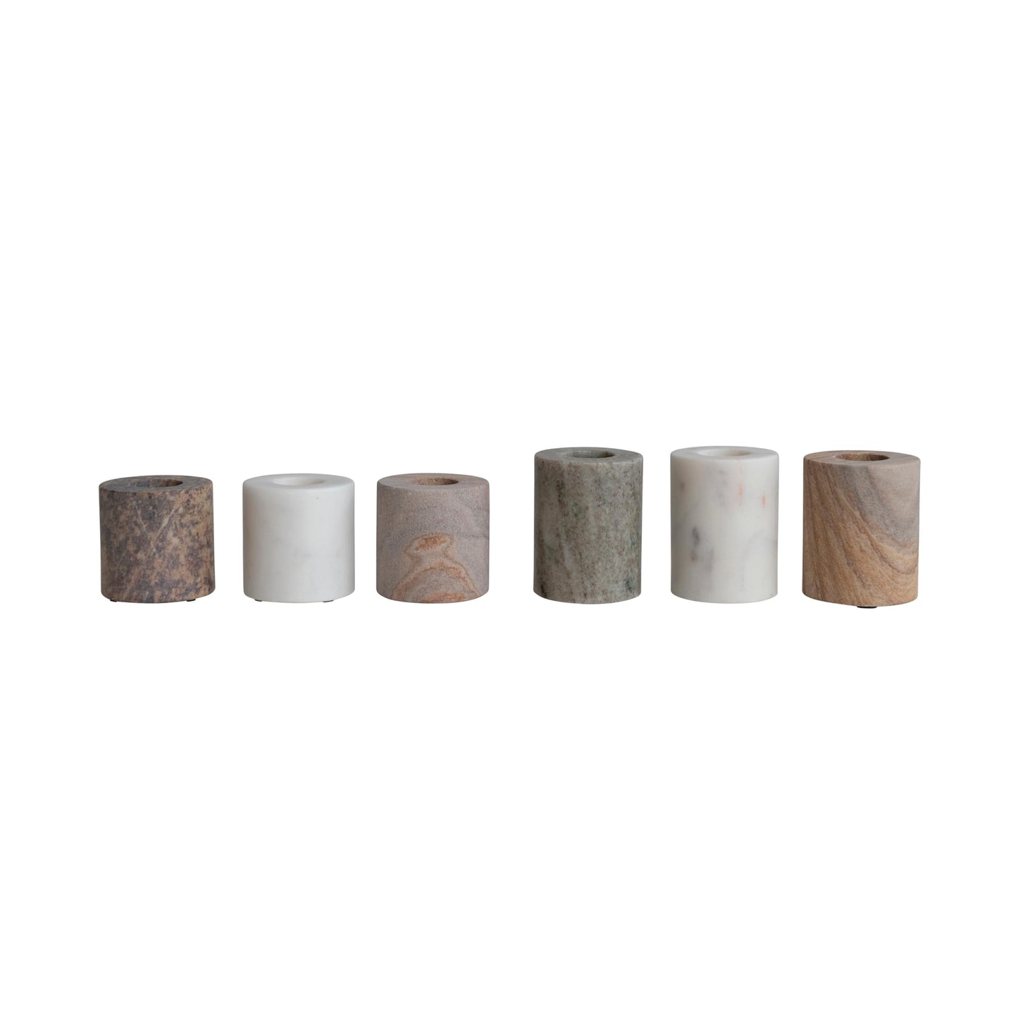 Bloomingville Decorative Marble Taper Candle Holders, Multicolor, Set of 6