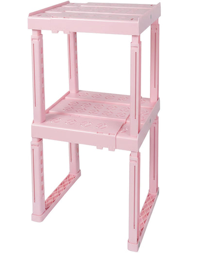 Piffny Locker Organizer Shelf, Adjustable Width and Height, Ideal for School, Office, and Gym Lockers, Pink 2 Pack