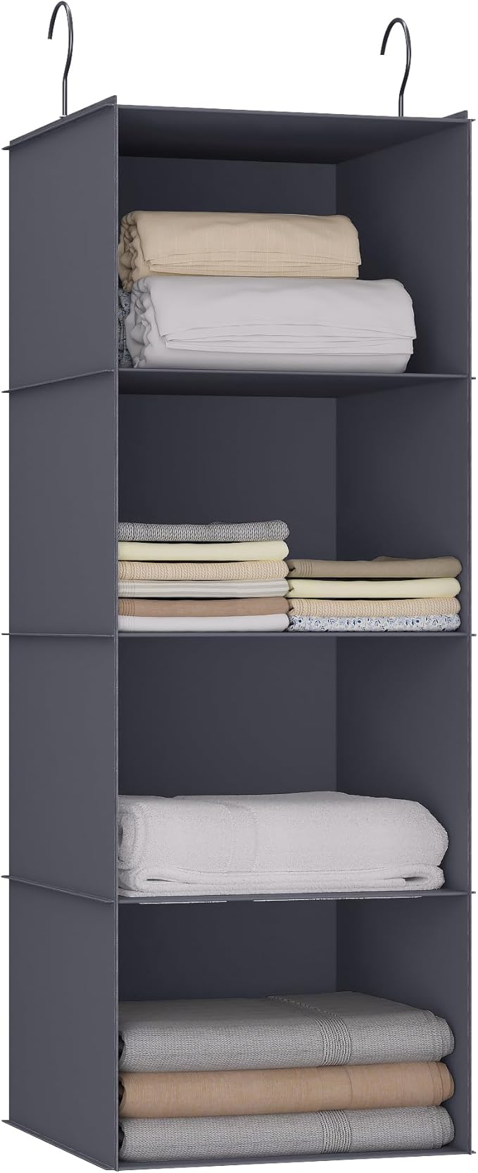 Hanging Closet Organizer, Easy Mount Foldable 4-Shelf Hanging Closet Wardrobe