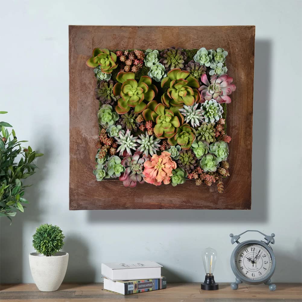 Modern Home Living Wall Galvanized Steel/Zinc Succulent Planter, Wall Mounted Garden Pocket Planter (16 Pocket, Rust Zinc)