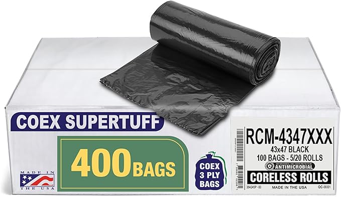 Aluf Plastics - 3 Ply Trash Bags, 56 Gallon, 2 Mil