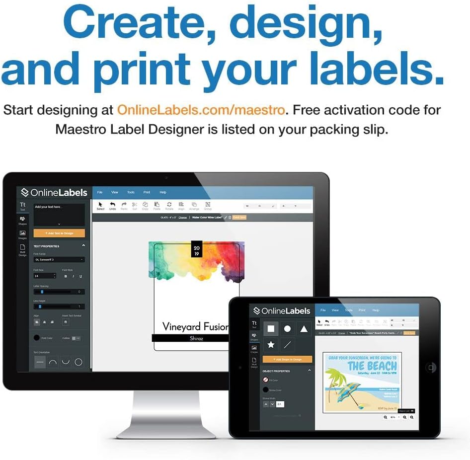 4 x 2.5 Rectangle Labels - Pack of 800 Labels, 100 Sheets - Inkjet/Laser Printer - Online Labels
