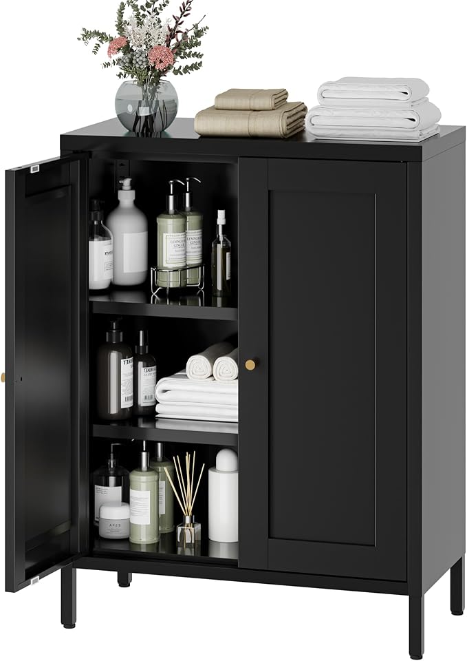 YAUWOH Small Metal Cabinet, Bathroom Storage Cabinet