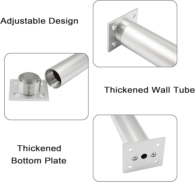 Set of 4 Aluminum Alloy Furniture Legs 10 Inch Height, 1.5 Inch Diameter